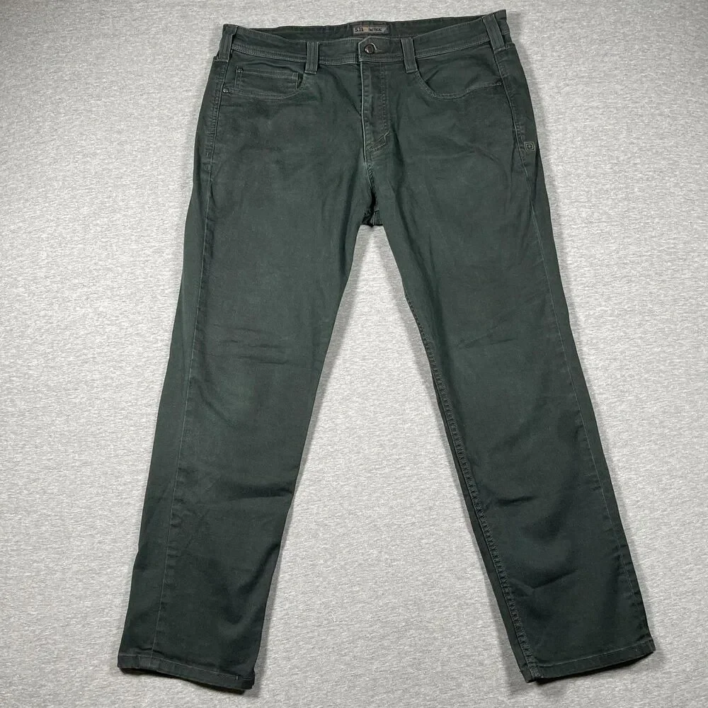 5.11 Tactical Chino Pants Mens 36x29 Green Cotton Polyester Stretch Workwear